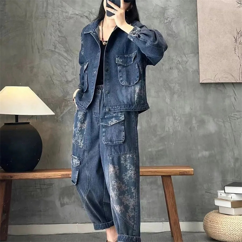 Denim Jacket Vintage - 2025 Autumn Denim jacket Suits Plaid