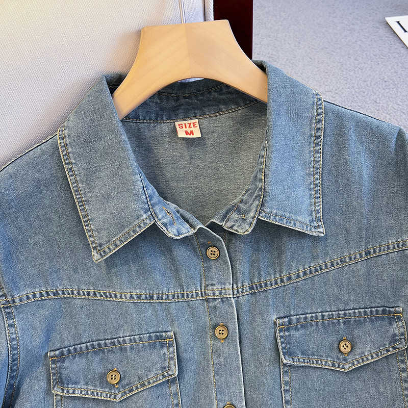 Retro Denim Shirt For Women Su - Denim Jacket Vintage 评论和价格