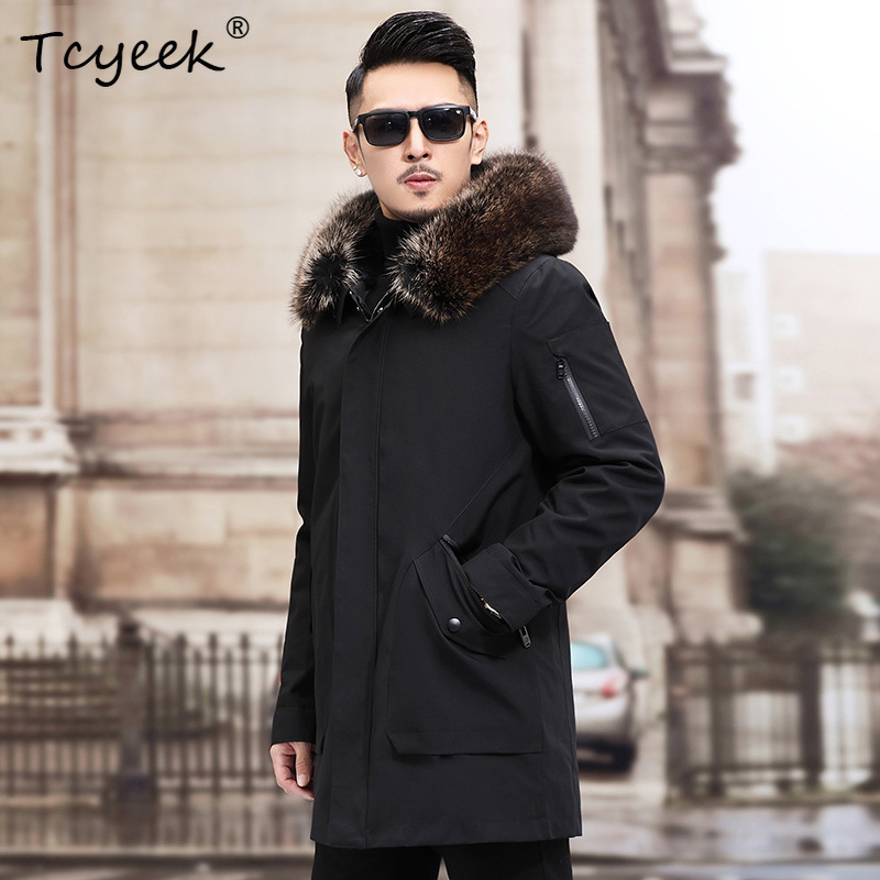 Tcyeek Sliver Fox Fur Collar W - Men'S Fashion Zipper Jacket 评论和价格