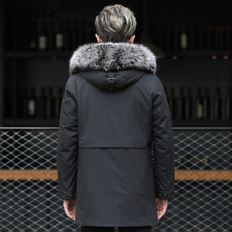 Tcyeek Sliver Fox Fur Collar W - Men'S Fashion Zipper Jacket 评论和价格