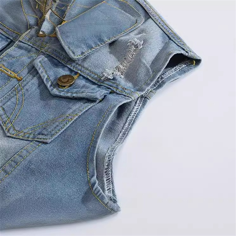 Ripped Denim Waistcoat Men Kor - Men'S Fashion Vest With Jeans 评论和价格