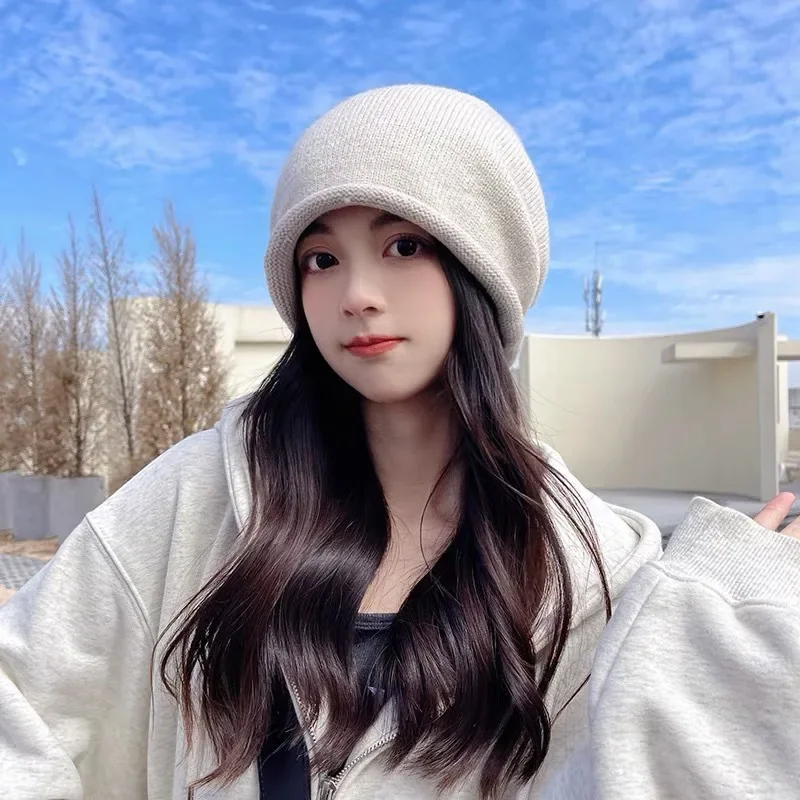 Knitted Bonnet Hoods Female Wi - Beanie Winter Hat 评论和价格