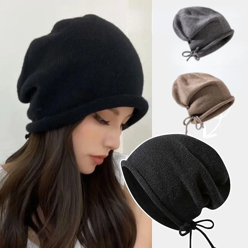 Knitted Bonnet Hoods Female Wi - Beanie Winter Hat 评论和价格