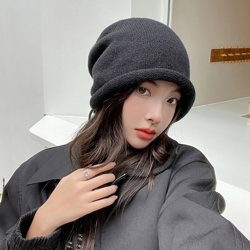 Knitted Bonnet Hoods Female Wi - Beanie Winter Hat 评论和价格