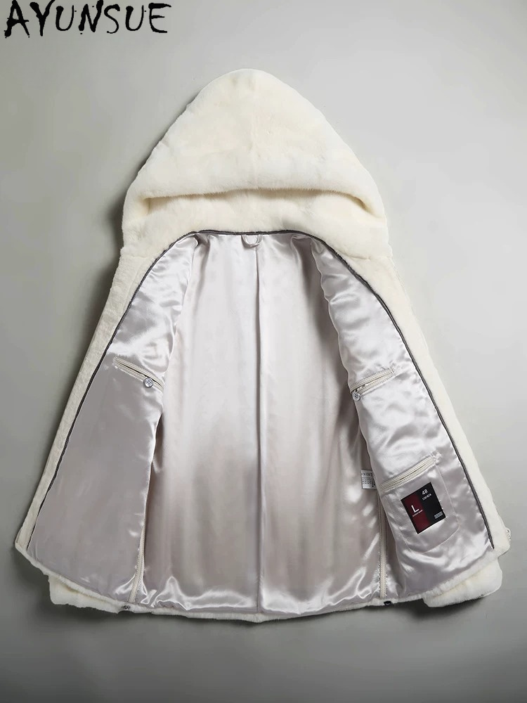 AYUSNUE Natural Mink Coat Men  - Men'S Fashion Zipper Jacket 评论和价格