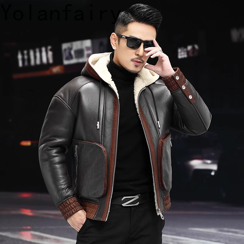 YOLANFAIRY Natural Wool Fur Co - Men'S Fashion Zipper Jacket 评论和价格