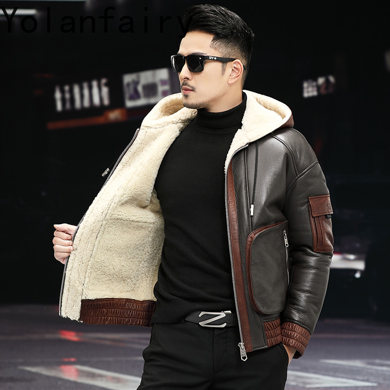 YOLANFAIRY Natural Wool Fur Co - Men'S Fashion Zipper Jacket 评论和价格