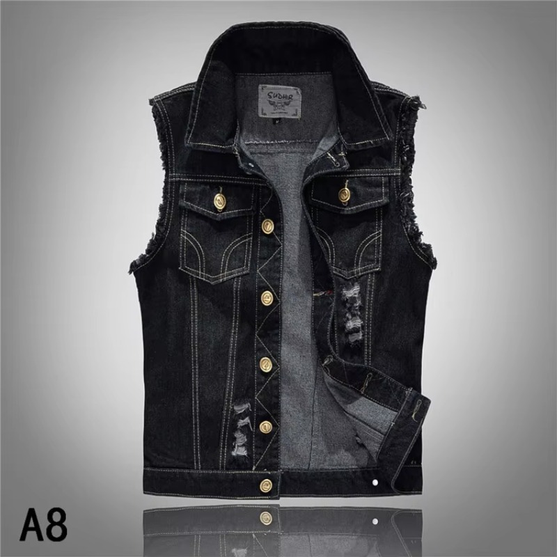 Men Slim Denim Vests Waistcoat - Men'S Fashion Vest With Jeans 评论和价格