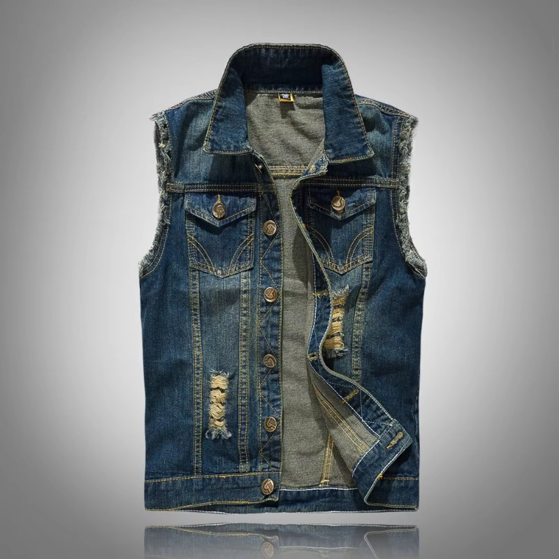 Men Slim Denim Vests Waistcoat - Men'S Fashion Vest With Jeans 评论和价格