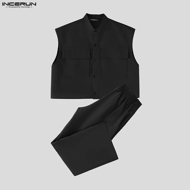 INCERUN Men Sets Solid Sleevel - Men'S Fashion Looks 评论和价格