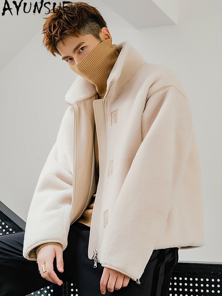 AYUNSUE Natural Merino Sheep S - Men'S Fashion Zipper Jacket 评论和价格