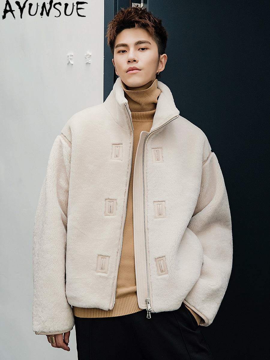 AYUNSUE Natural Merino Sheep S - Men'S Fashion Zipper Jacket 评论和价格