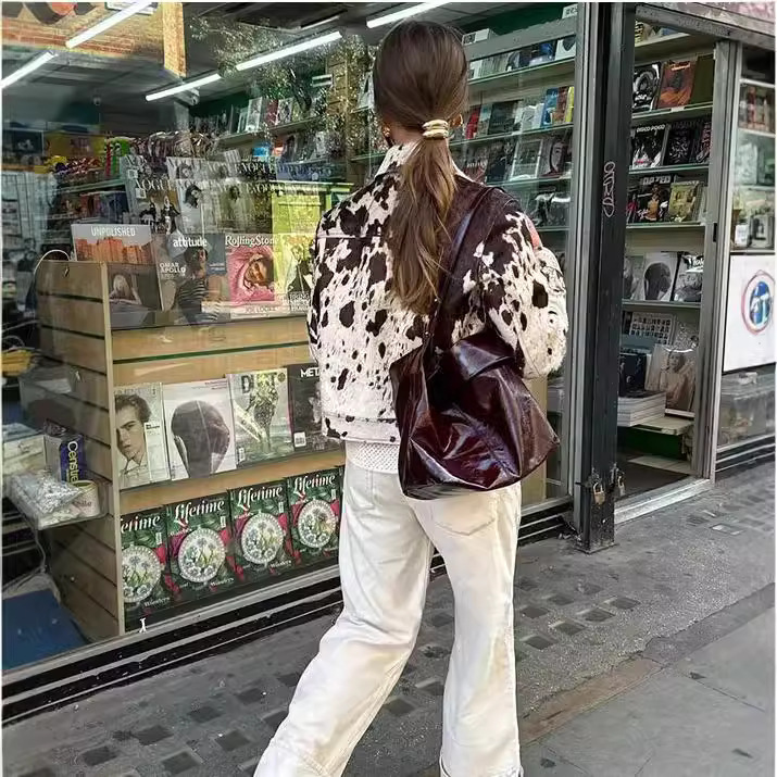 Women's Turn-down Collar Print - Denim Jacket Vintage 评论和价格