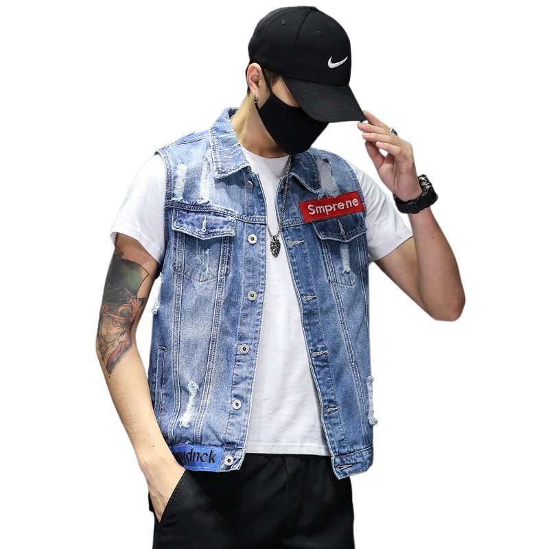 New Fashion Men Blue Denim Ves - Men'S Fashion Vest With Jeans 评论和价格