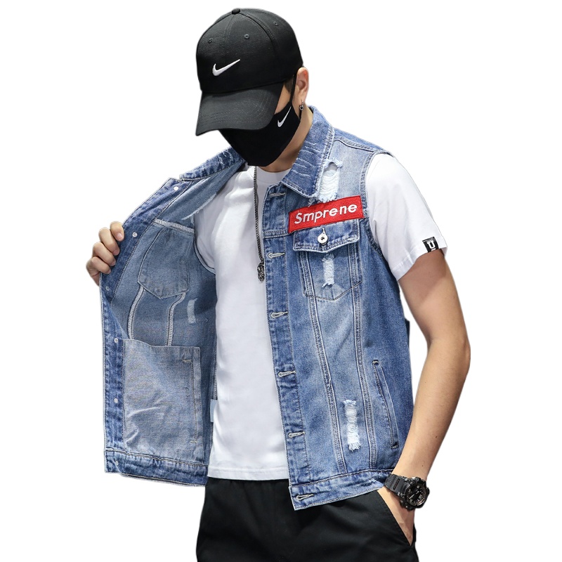 New Fashion Men Blue Denim Ves - Men'S Fashion Vest With Jeans 评论和价格