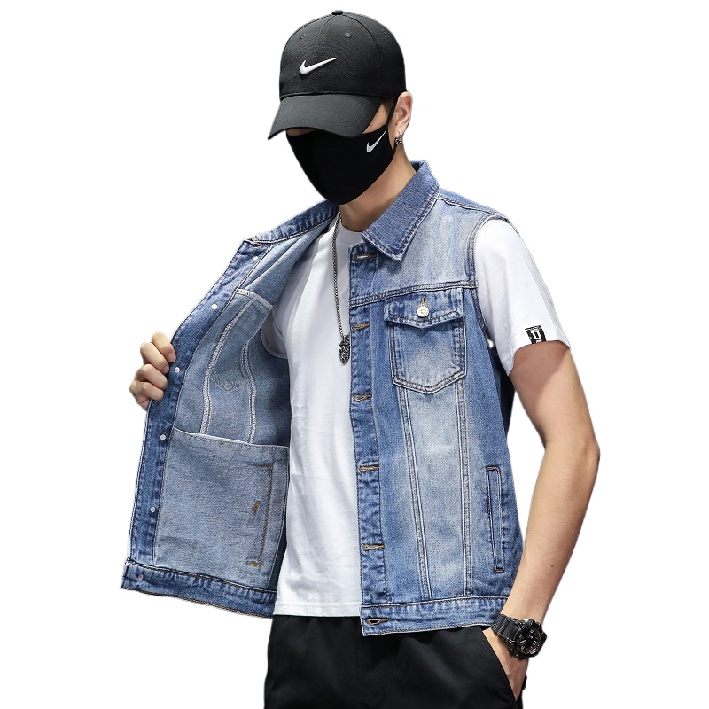 New Fashion Men Blue Denim Ves - Men'S Fashion Vest With Jeans 评论和价格