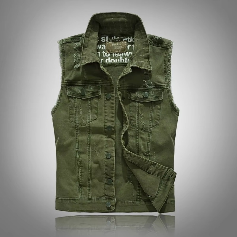 Men Slim Denim Vests Jackets W - Men'S Fashion Vest With Jeans 评论和价格