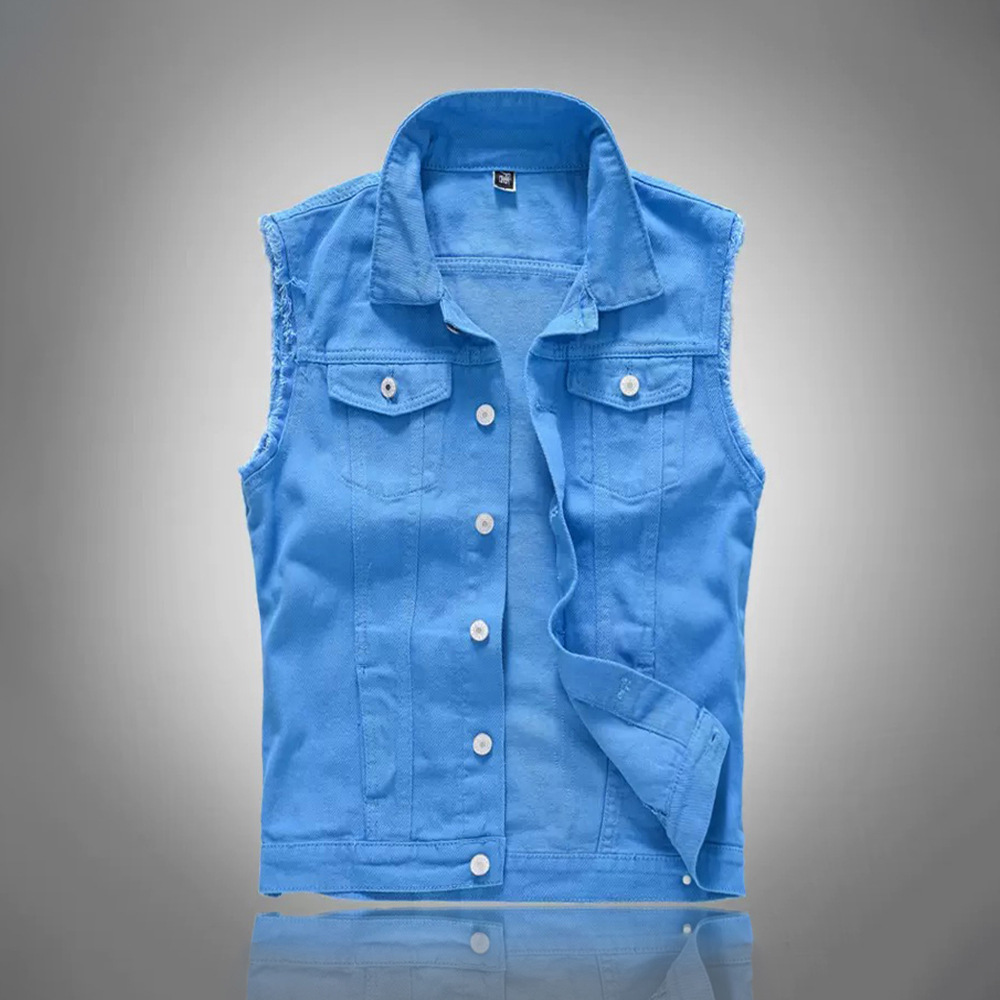 New Fashion Men Blue Casual De - Men'S Fashion Vest With Jeans 评论和价格