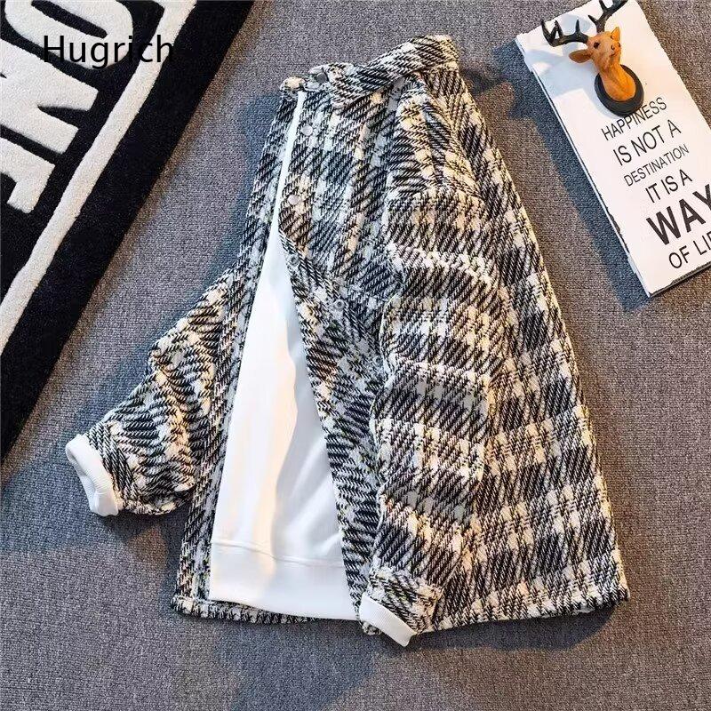 Light Blue Plaid Tweed Oversiz - Men'S Fashion Light Jacket 评论和价格