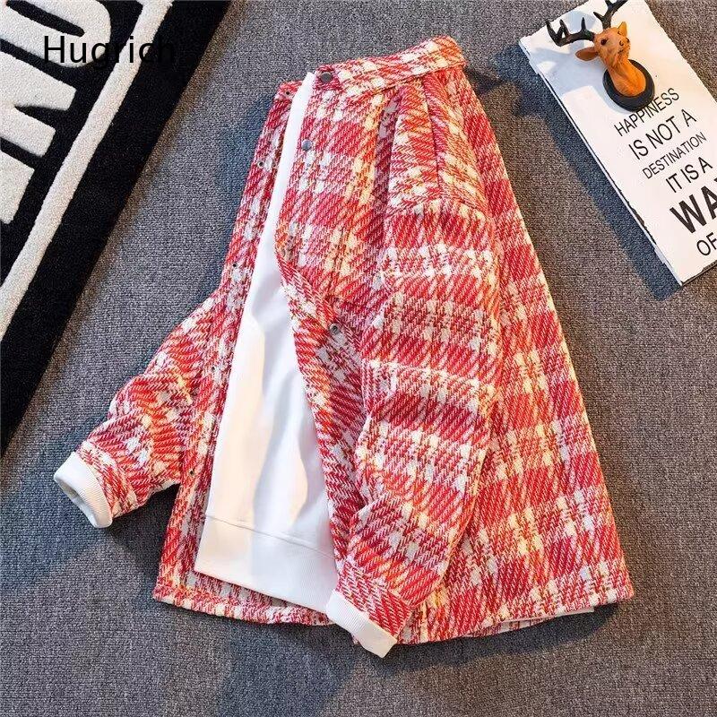 Light Blue Plaid Tweed Oversiz - Men'S Fashion Light Jacket 评论和价格