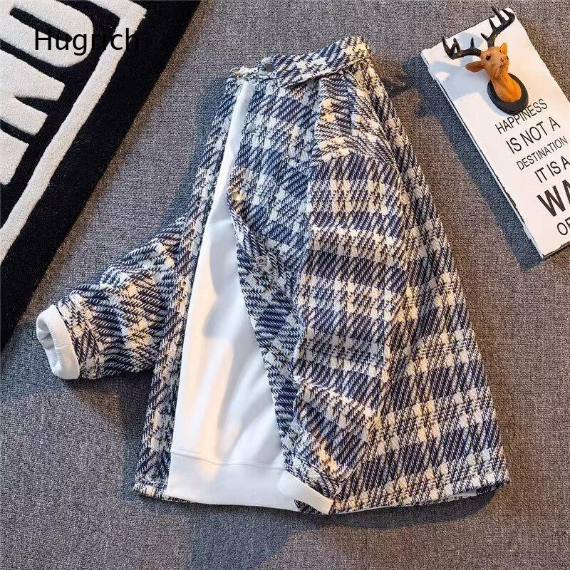 Light Blue Plaid Tweed Oversiz - Men'S Fashion Light Jacket 评论和价格