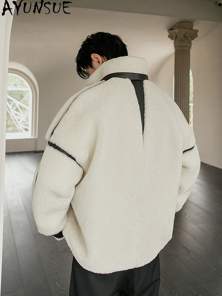 AYUNSUE Luxury Natural Fur Coa - Men'S Fashion Zipper Jacket 评论和价格