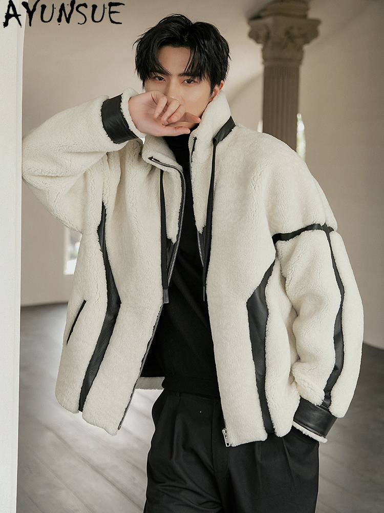 AYUNSUE Luxury Natural Fur Coa - Men'S Fashion Zipper Jacket 评论和价格