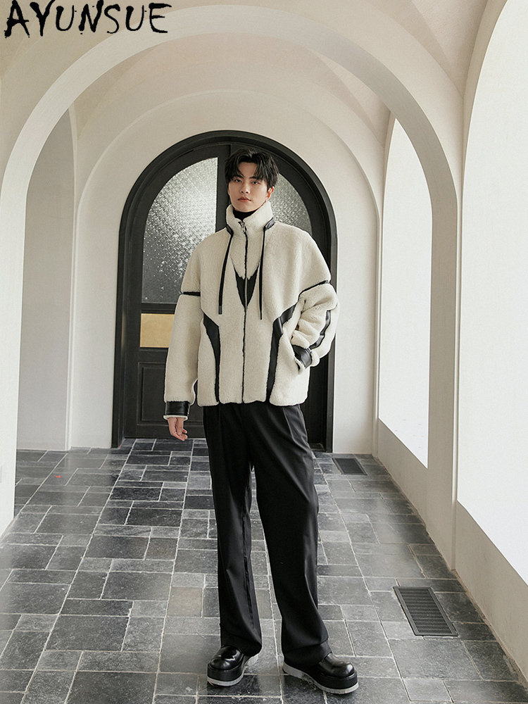 AYUNSUE Luxury Natural Fur Coa - Men'S Fashion Zipper Jacket 评论和价格