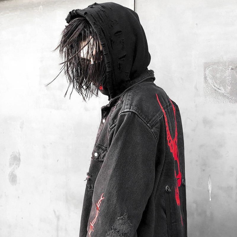 Skull Printing Denim Jacket Me - Denim Jacket Vintage 评论和价格