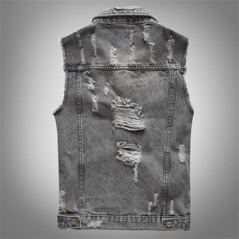 New Fashion Men Retro Grey Den - Men'S Fashion Vest With Jeans 评论和价格