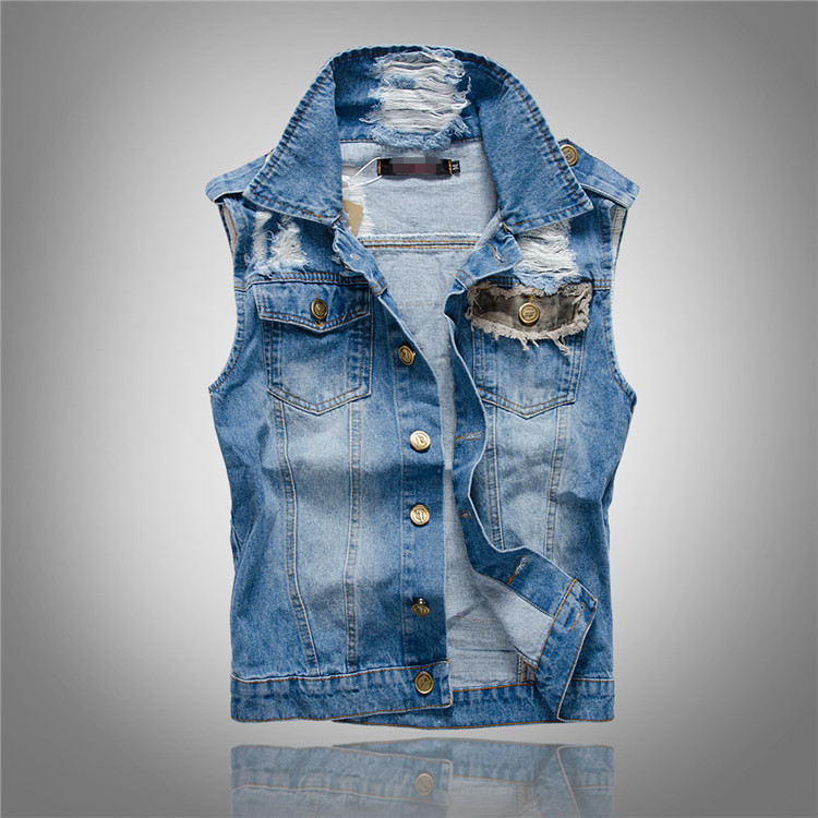 New Fashion Men Blue Casual Ri - Men'S Fashion Vest With Jeans 评论和价格