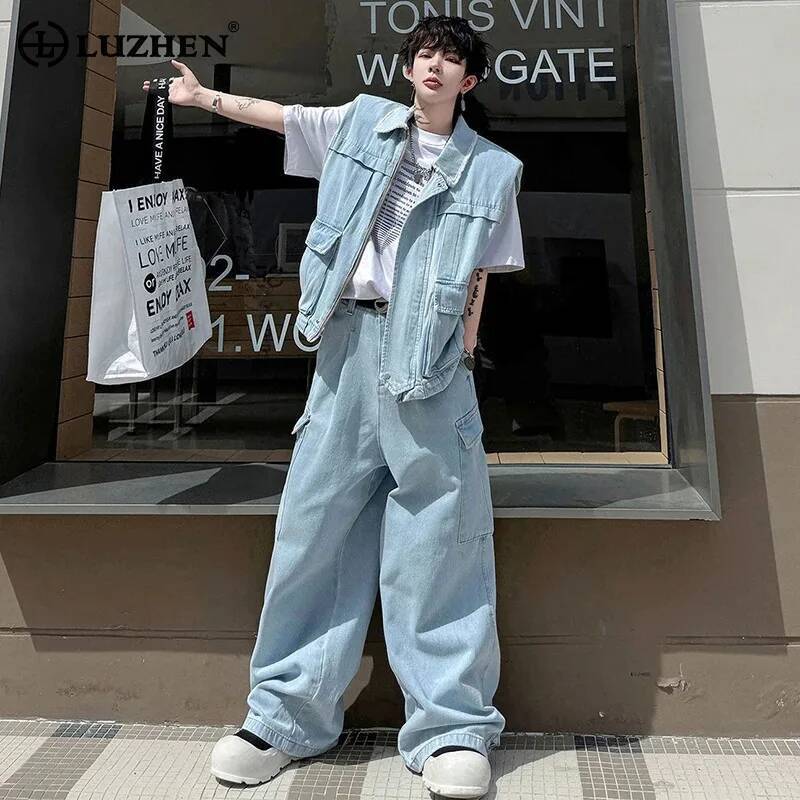 LUZHEN 2026 Summer Solid Color - Men'S Fashion Vest With Jeans 评论和价格